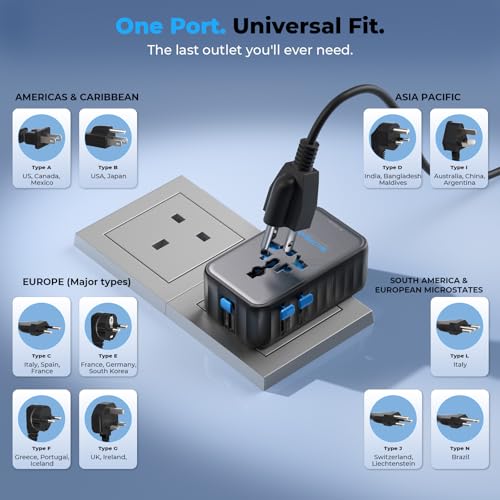 25W GaN Ultra-Thin International Travel Adapter (Midnight Black) - color: Midnight Black