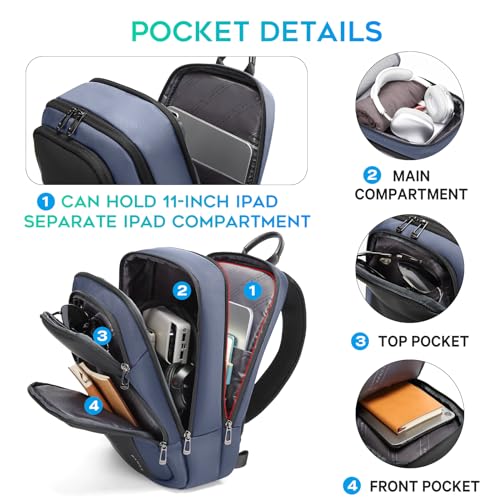 BANGE Mens Sling Bag, Large Shoulder Bag for Men Waterproof, Crossbody Bag Men with Separated Pad Compartment - color: Blue, size: Large