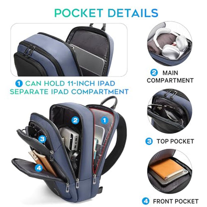 BANGE Mens Sling Bag, Large Shoulder Bag for Men Waterproof, Crossbody Bag Men with Separated Pad Compartment - color: Blue, size: Large