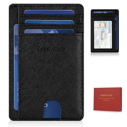 Front pocket thin wallet for Men Women RFID Blocking Credit Card Holder Card Cases Slim Minimalist wallet with Gift Box (Cross Black) - color: Cross Black