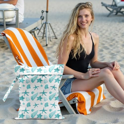 Starfish Wet Dry Waterproof Bag, Travel Laundry Wet Bag for Swimsuit - color: Starfish9