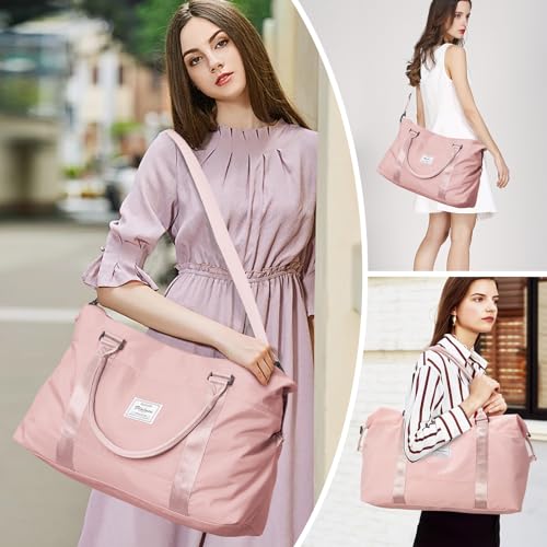 Travel Duffel Bags for Women,Carry-On Weekender Overnight Bag - color: Pink, size: Extra Large