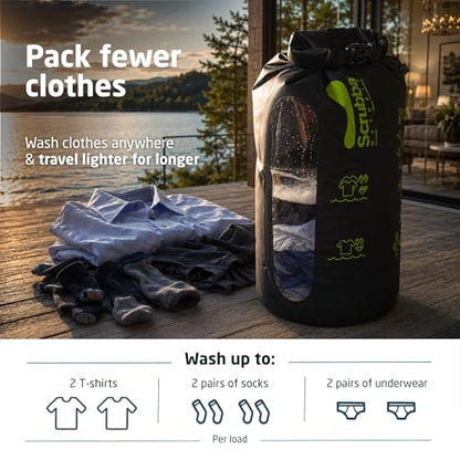 Scrubba Wash Bag Patented Washboard-in-a-Bag™ 5 oz Travel Clothes Washer