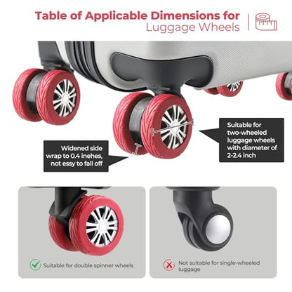 8Pcs Upgrade Luggage Wheel Covers, Travel Accessories (Red) - color: Red