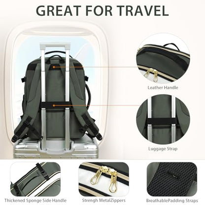 KROSER Laptop Backpack Computer Backpack 17 Inch Men-Beige/Army Green/Black - color: Beige/Army Green/Black