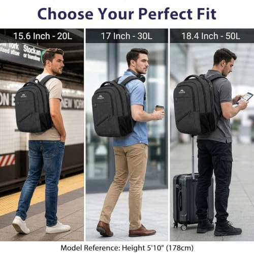 MATEIN Large Work Laptop Backpack, Computer College Commuter Bag 17 Inch - color: Black, size: 17 Inch