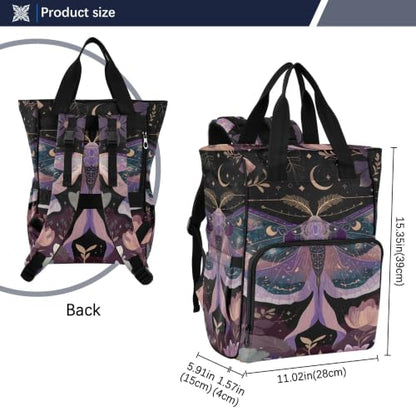 Mnsruu Diaper Bag Mauve Moths Large Changing Backpack Multifunction Travel Tote Mommy Bag Baby Diaper Backpack for Mom Dad - color: Moths I18597