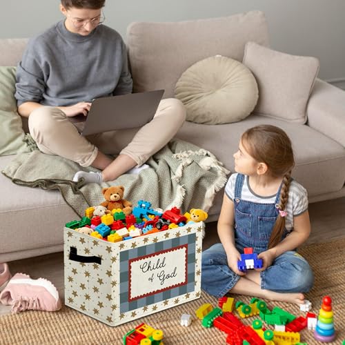 Christian Religious Positive Storage Bins Box with Handles Organizer Basket - color: 045