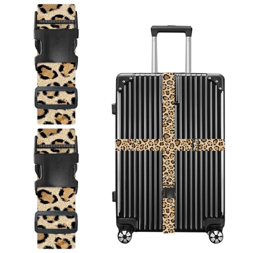 Nuxovilar Luggage Straps of 2 Set Classic Leopard Pattern 1.96x70.86in - color: Yhd11596, size: 1.96"x70.86"
