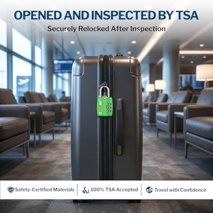 Forge TSA Approved Luggage Locks, Open Alert TSA Locks, Green 2 Pack - color: Green 2PK