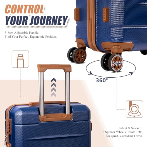 KUNEL Luggage Sets, Lightweight Durable Hardshell, 5 Piece, 20/24/28Inch - color: Blue