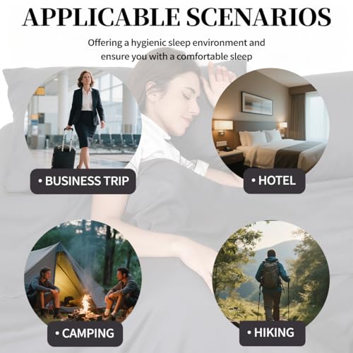 Sleeping Bag Liner, Compact Travel Sheets for Hotel Hostel - color: Silver Gray, size: 82.7" X 70.9"
