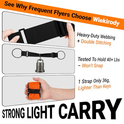 2 Pack Luggage Connector Straps–Add A Bag Hands-Free Suitcase Connector - color: Orange