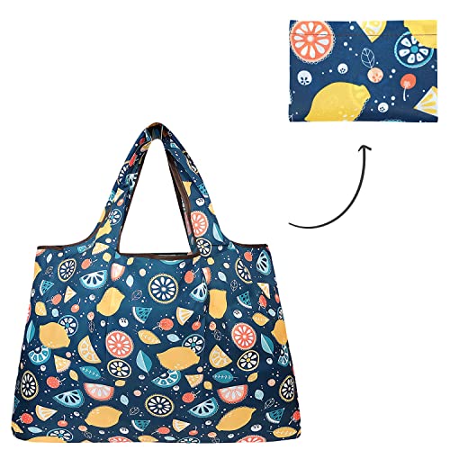 allydrew Large Foldable Tote Nylon Reusable Grocery Bags, Citrus - color: Citrus
