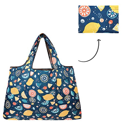 allydrew Large Foldable Tote Nylon Reusable Grocery Bags, Citrus - color: Citrus