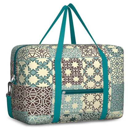 For Spirit Airlines Personal Item Bag 18x8x14 In Foldable Travel Duffel Bag Underseat Carry on Luggage Waterproof with Luggage Sleeve Lightweight Weekender Bags for Women, Green Boho - color: Boho08