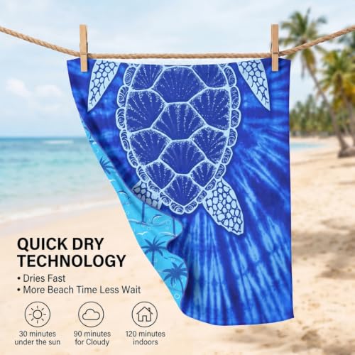 Yongoes 2 Pack Microfiber Beach Towels Oversized 71x32 Turtle Mandala - color: 2 Pack Turtle Mandala