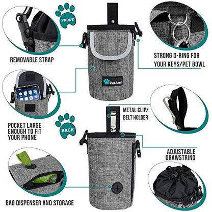 PetAmi Dog Treat Pouch, Large Hands-Free Training Bag, Gray - color: Heather Grey