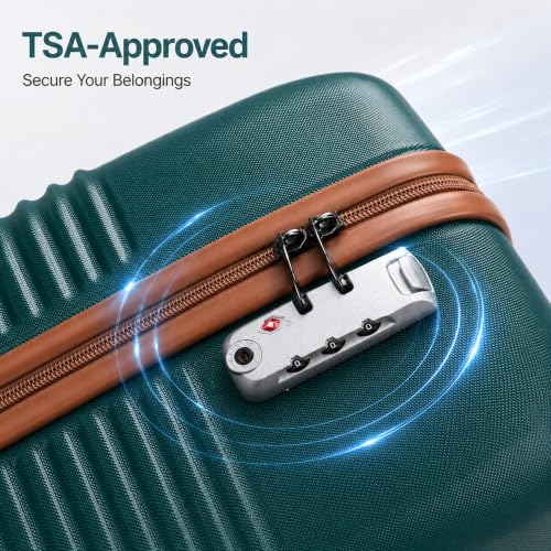 CONCEPTEN Luggage Sets 5 Piece, ABS+PC Hardshell Suitcases with Wheels - color: Teal, size: 5 Piece Sets (20/24/28/Db/Tb)