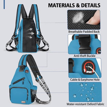 Geestock Convertible Sling Bag Crossbody Backpack for Women Men, Blue - color: Blue, size: Large