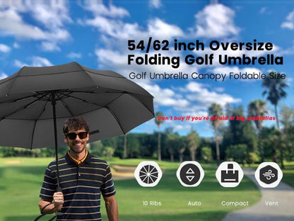 MRTLLOA Compact Golf Umbrella, 10 Ribs Vented Windproof Travel - color: Purple, size: 62 Inch