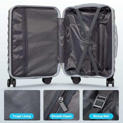 Karl home Luggage Set 3 Piece, PC+ABS Multicolor Hardshell suitcase set with TSA Lock & Spinner Wheels, Durable Carry on Luggage Set for Men and Women Travel (Gradient Grey)