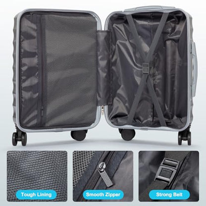 Karl home Luggage Set 3 Piece, PC+ABS Multicolor Hardshell suitcase set with TSA Lock & Spinner Wheels, Durable Carry on Luggage Set for Men and Women Travel (Gradient Grey)