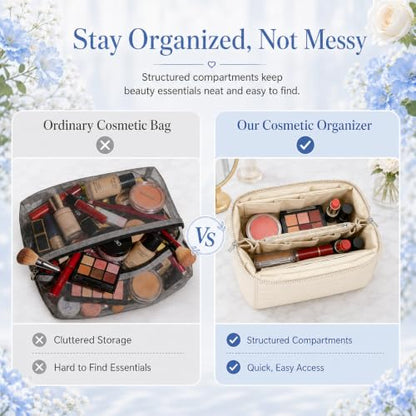 Fold Down Parallel Makeup Bag,Toiletry Bag Travel Organizer,Large,Sky Blue - color: Sky Blue