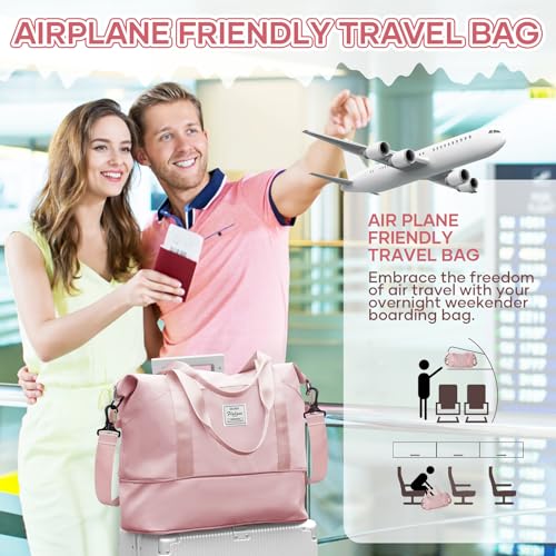 Travel Duffel Bag Carry On Overnight Weekender Bags for Women Hospital Tote - color: B-pink-expandable, size: X-large