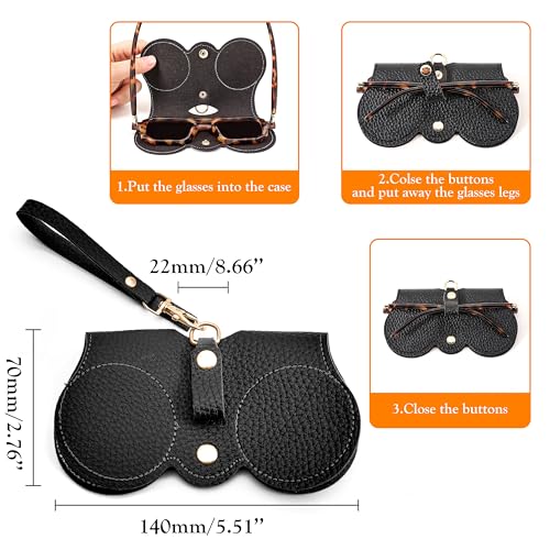 FEISEDY 2Pack Soft Leather Sunglass Bag, Portable Holder Eyeglasses Case - color: Black + White