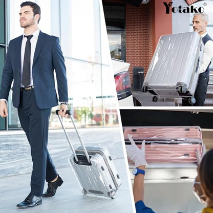 Yotako Upgraded Zippered Clear PVC Suitcase Cover, 24 Inch Luggage Covers for Suitcase Luggage Protector Cover 24''