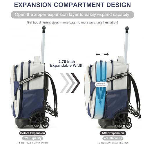 NEW TILAMI 18 Inch Expandable Rolling Backpack Stair-Climbing for School - color: White