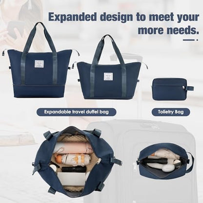 Merax Softside Luggage Set 3 Piece Suitcase with Duffel Bag Spinner Wheels - color: Deep Blue(22/26/30+bags), style: Softside Luggage Set