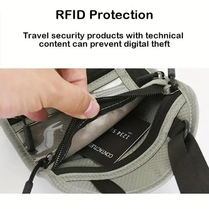Neck Travel Wallet with RFID Blocking, Passport Holder, Slim, Lightweight, 5 Pockets, Easy to Conceal (Light Gray) - color: Light Gray