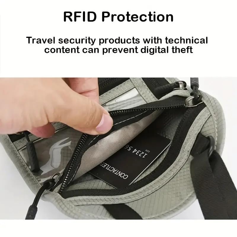 Neck Travel Wallet RFID Blocking, Passport Holder, Slim, Lightweight, 5 Pockets, Easy to Conceal (Dark Gray) - color: Dark Gray