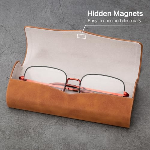 Vemiss Hard Shell Eyeglass Cases, Lightweight Portable Glasses Case for Women Men - color: D2-brown