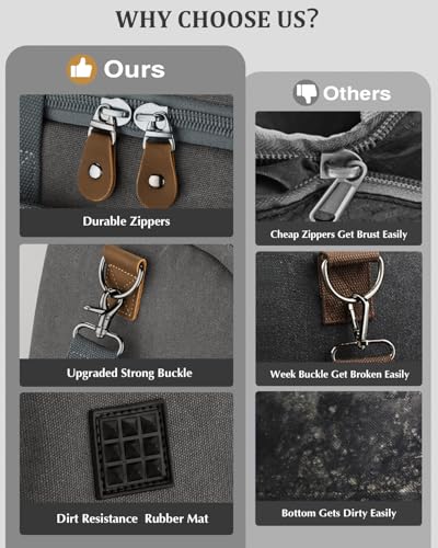 Gonex Duffle Bag for Travel, Expandable 50L Overnight Weekender Gym Bag - color: Grey, size: Large-50L
