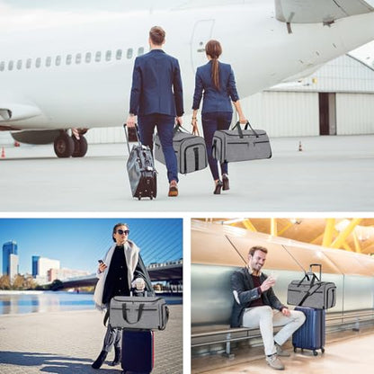Carry on Garment Bag for Travel, Bukere Convertible Travel Duffel Suit with Shoe Compartment, Detachable Shoulder Strap, 2 in 1 Weekender Men Women - color: Grey