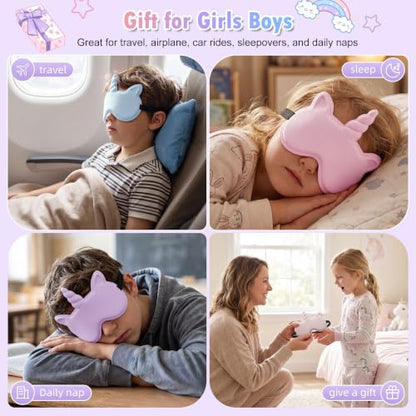 Kids Sleep Mask, 3D Eye Mask for Kids with Adjustable Strap | 3D Contoured Sleeping Mask, Soft Light Blocking Kids Eye Mask for Sleeping, Gift for Girls Boys Age 3+ (Pink) - color: Pink