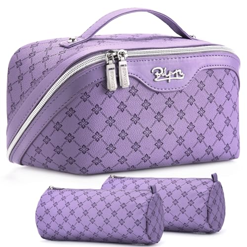 BOYATU Travel Makeup Bag Cosmetic Bags for Women: 3-Piece Makeup Bag Set - color: A-9-Purple