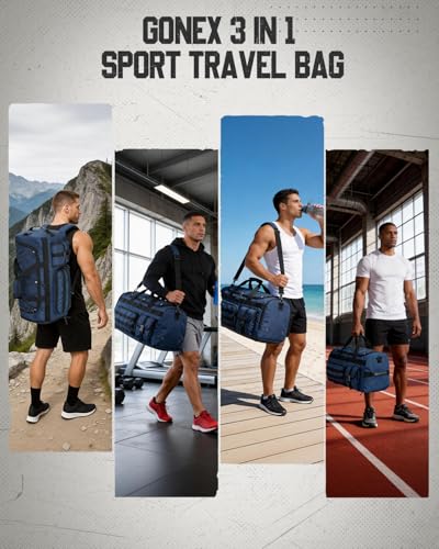 Gonex 45L 3-in-1 Duffel Bag for Gym & Travel - color: Dark Blue, size: 45L