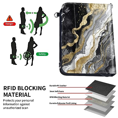 Family Passport Holder Wallet,Black Gold Marble - color: Black Gold Marble