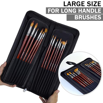 DUGATO Long Brush Holder & Organizer, Canvas Case 5.7 x 14.8 in, Black - color: Black, size: Large 5.7x14.8 inches