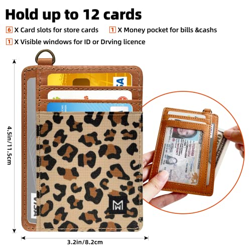 Credit Card Holder Wallet Women RFID Blocking Slim Wallet Front Pocket - color: leopard print