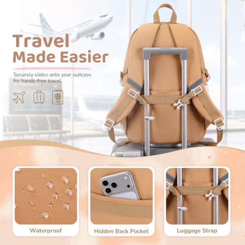 DIGOBAY Backpack for Girls, 5PCS School Bookbag with Lunch Box Pencil Case - color: Brown