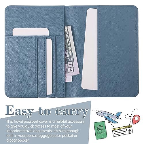 Frienda 2 Pcs Passport Holder Covers Waterproof Leather - color: Sky Blue and Royal Blue