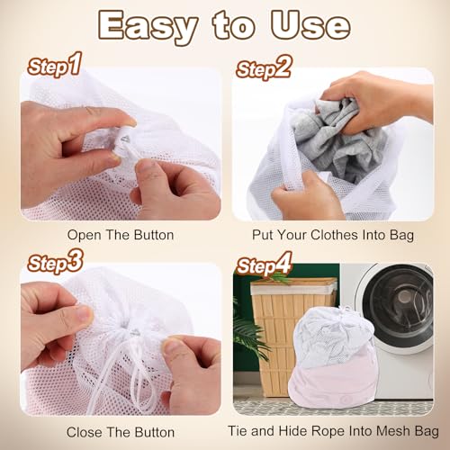 uxcell Mesh Laundry Bag 11.8x15.7" Large Drawstring Net Coarse Mesh, White - color: White, size: 11.8x15.7"