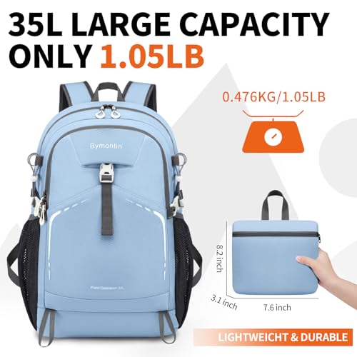 Lightweight Foldable 35L Everyday Backpack, Packable Daypack (Sky-Blue) - color: 35l-sky-blue