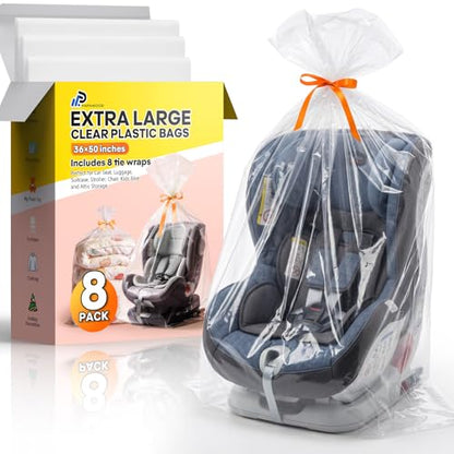 36x50 Inch Extra Large Clear Plastic Storage Bag for Luggage Cover, 8 Pack - size: Large (36"x50")