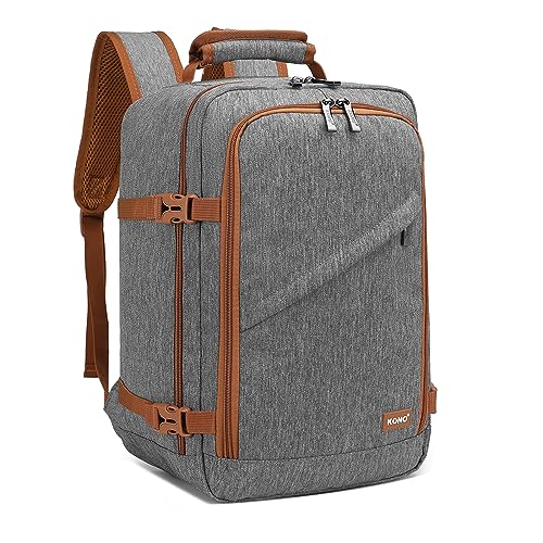 Kono Travel Backpack Airline Approved Under Seat Personal Item Bag - color: Grey/Brown, size: Small